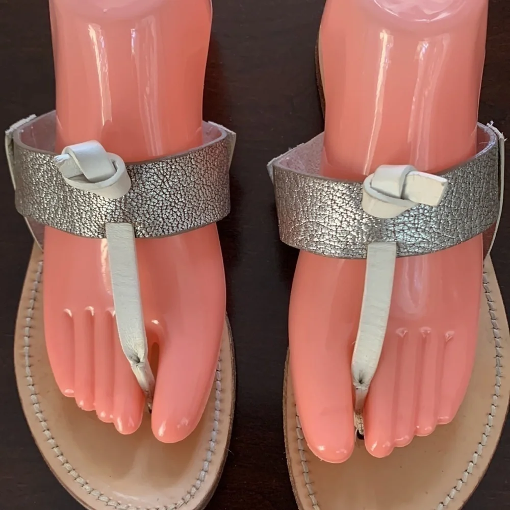 rag & bone Knotted White & Silver Sandals Size 7.5 (37.5) Neutral Metalic